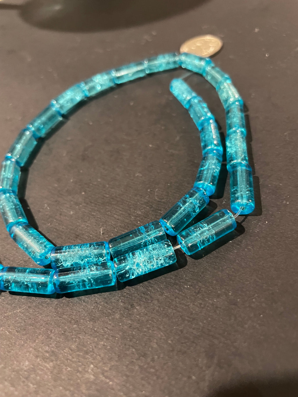 Glass Crackle Beads -Baby Blue
