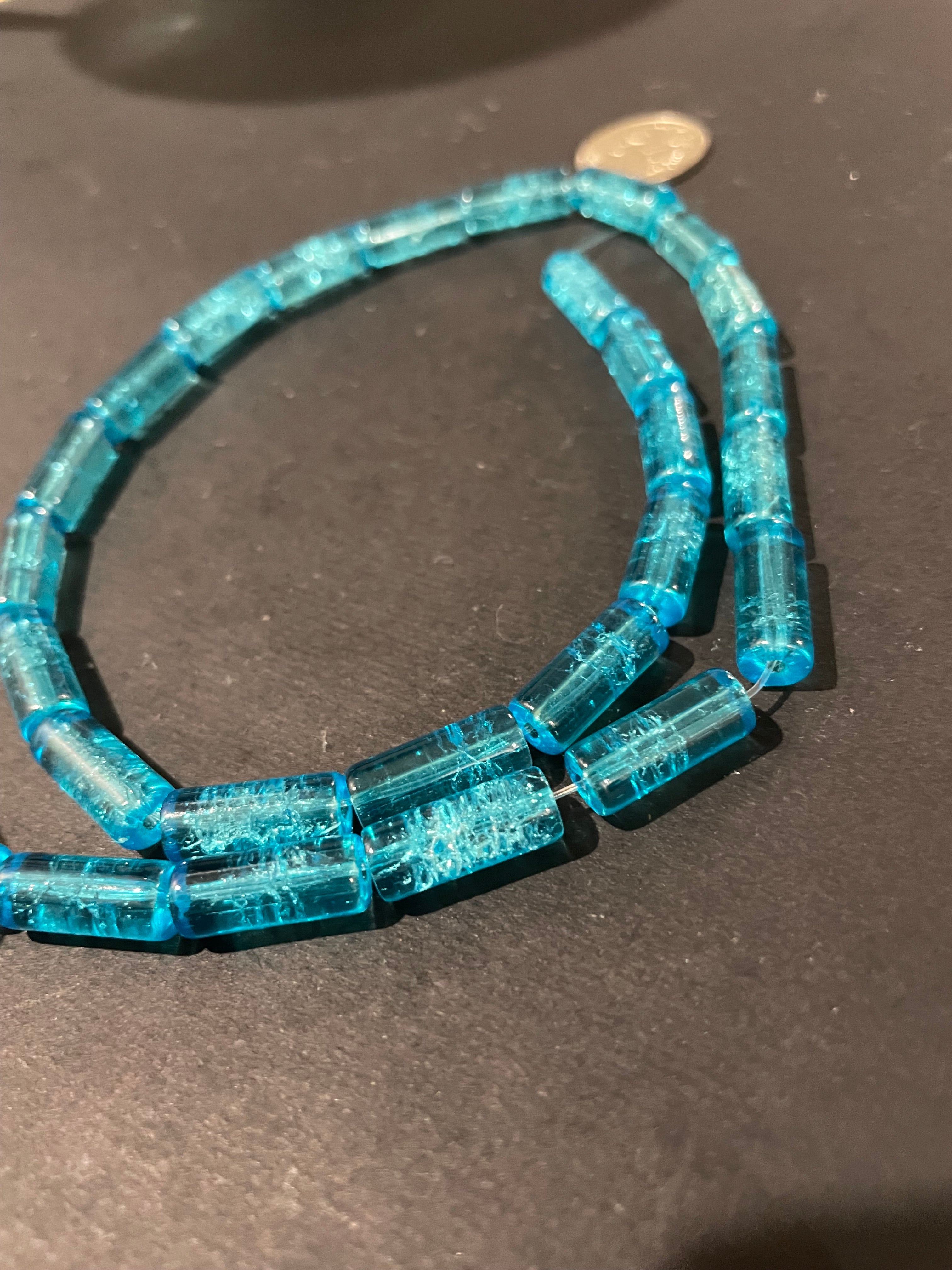 Glass Crackle Beads -Baby Blue