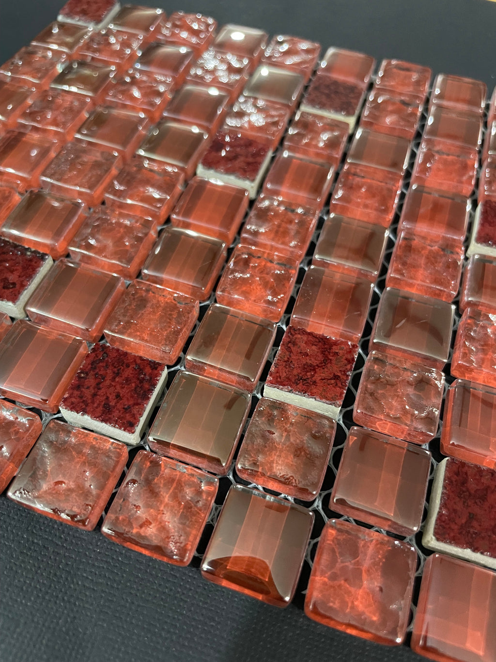 Mini Glass Squares - Red Tones