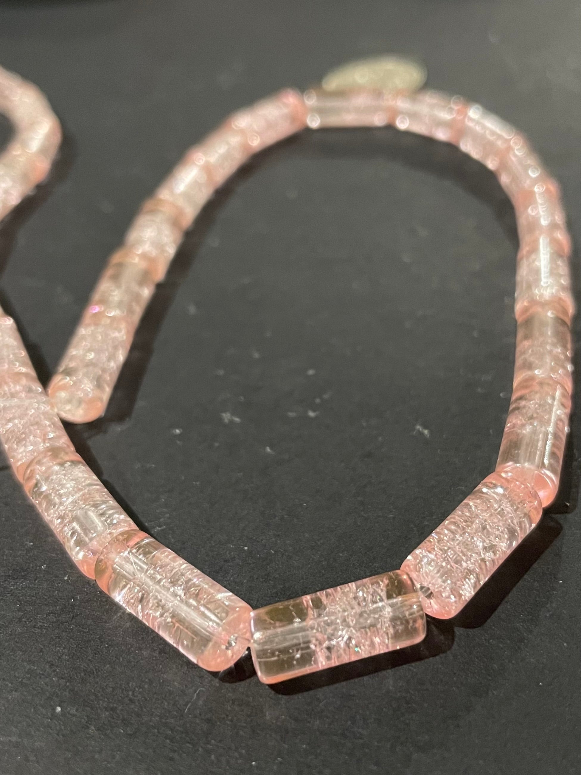 Glass Crackle Beads - Baby Pink