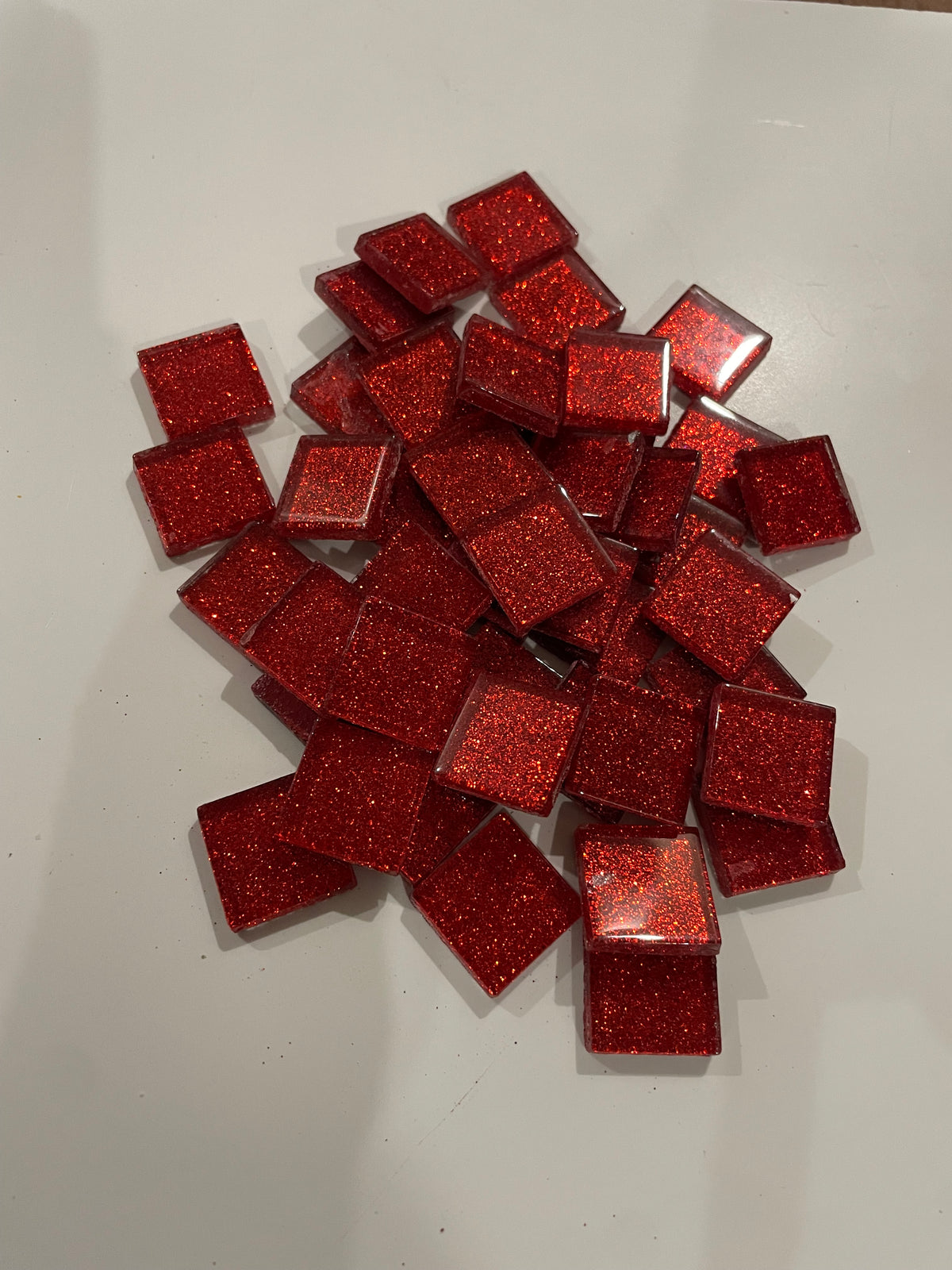 Glitter Glass Tiles - Ruby Slippers