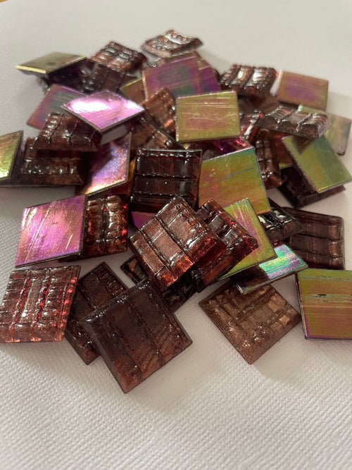 20mm Glass Iridised Tile - Brown