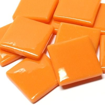25mm Opaque Glass Squares - Opal Orange