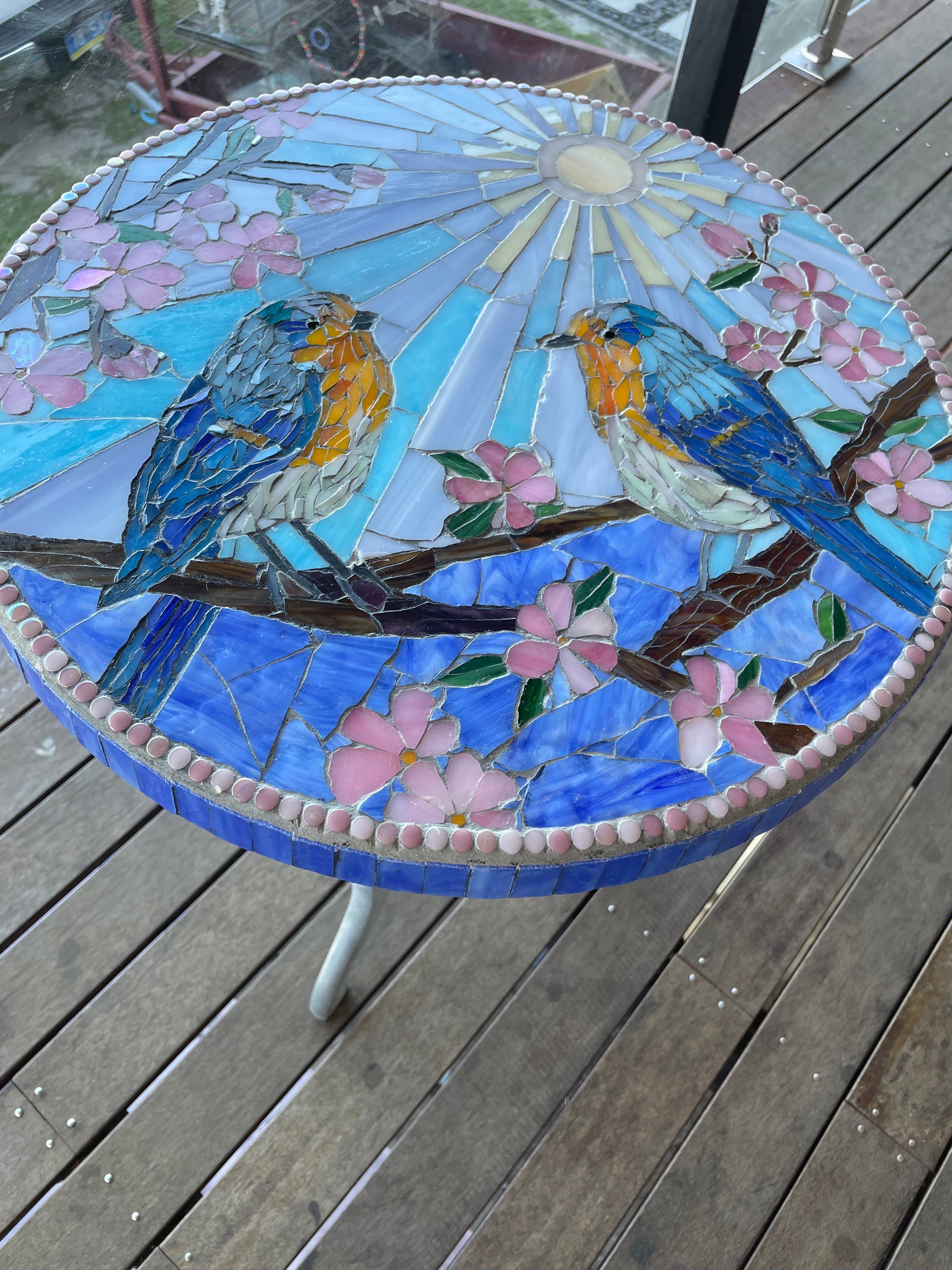 SOLD - Summertime Bluebird Table