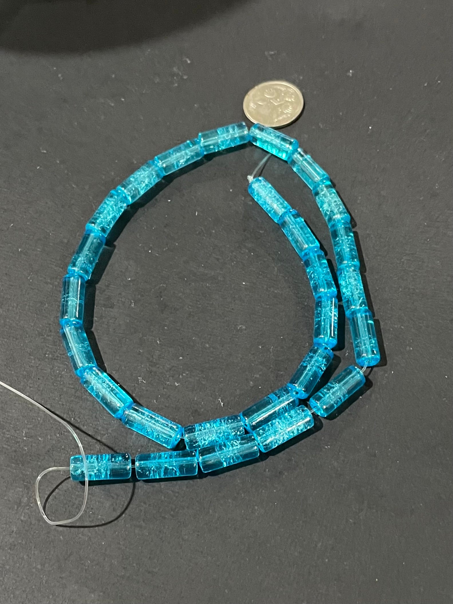Glass Crackle Beads -Baby Blue