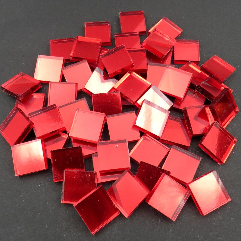 Ruby Red Mirror Squares 15mm