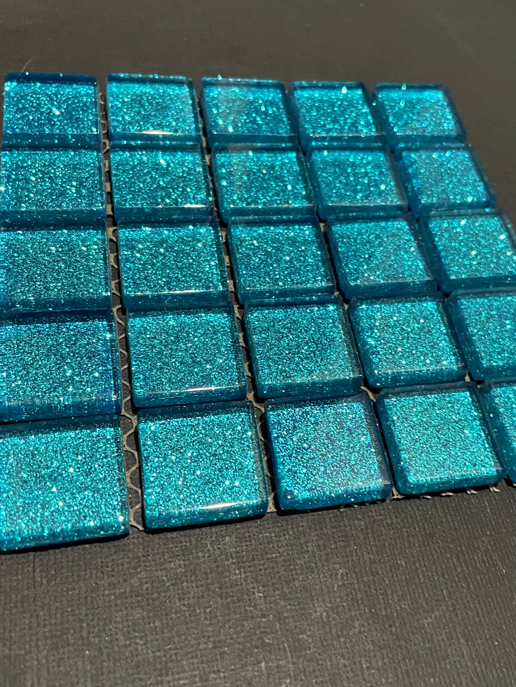 Glitter Glass Tiles - Blue Topaz