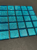 Glitter Glass Tiles - Blue Topaz