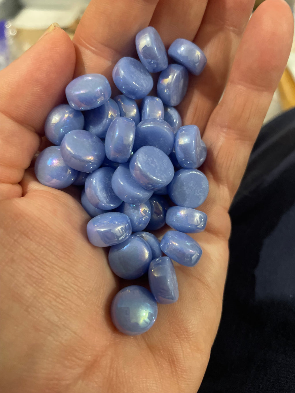 Iridised Domed Rounds - Peacock Blue