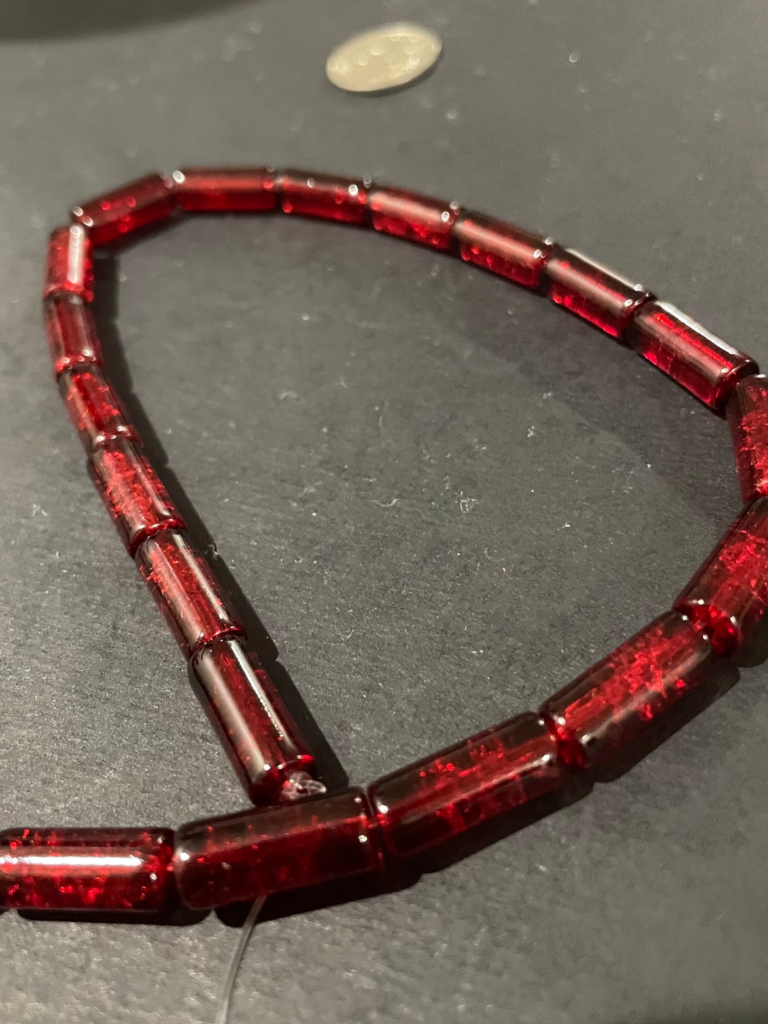 Glass Crackle Beads - Deep Red