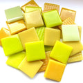 Pâte De Verre (PDV) 25mm Opaque Glass Squares -  Golden Haze Mix