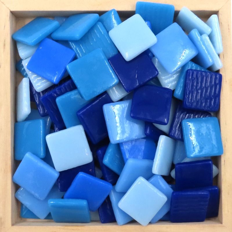 Pâte De Verre (PDV) 25mm Opaque Glass Squares -  They Call it the Blues Mix