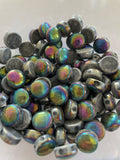Iridised Domed Rounds - Opal Black
