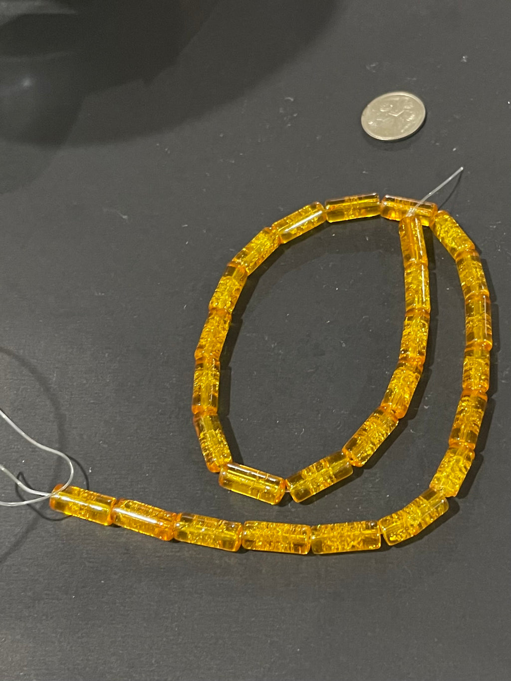 Glass Crackle Beads - Yellow Gold