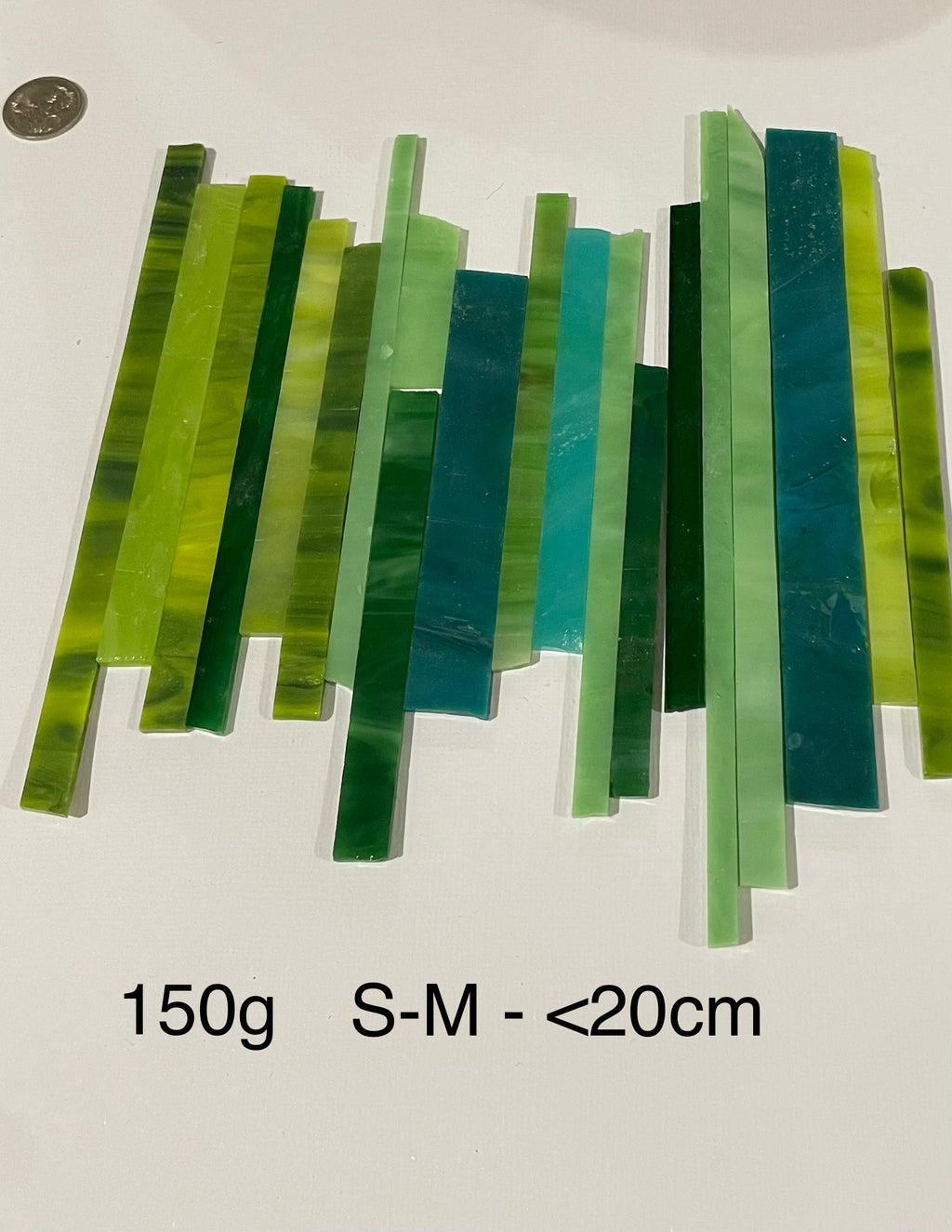 Stained Glass Strips - Green Mix Sml