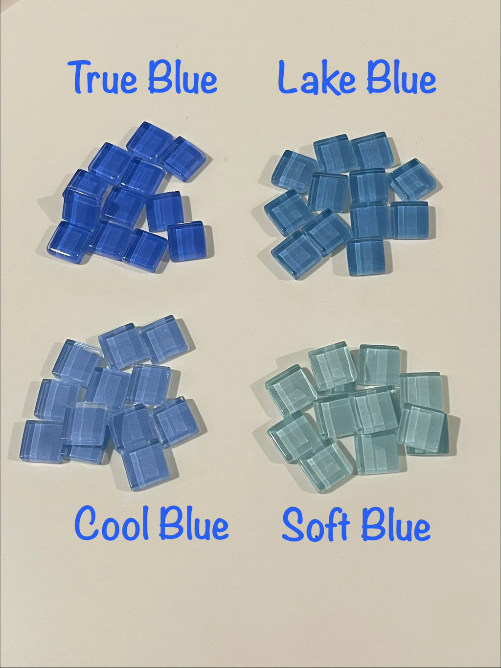 10mm Crystal Squares - Soft Blue