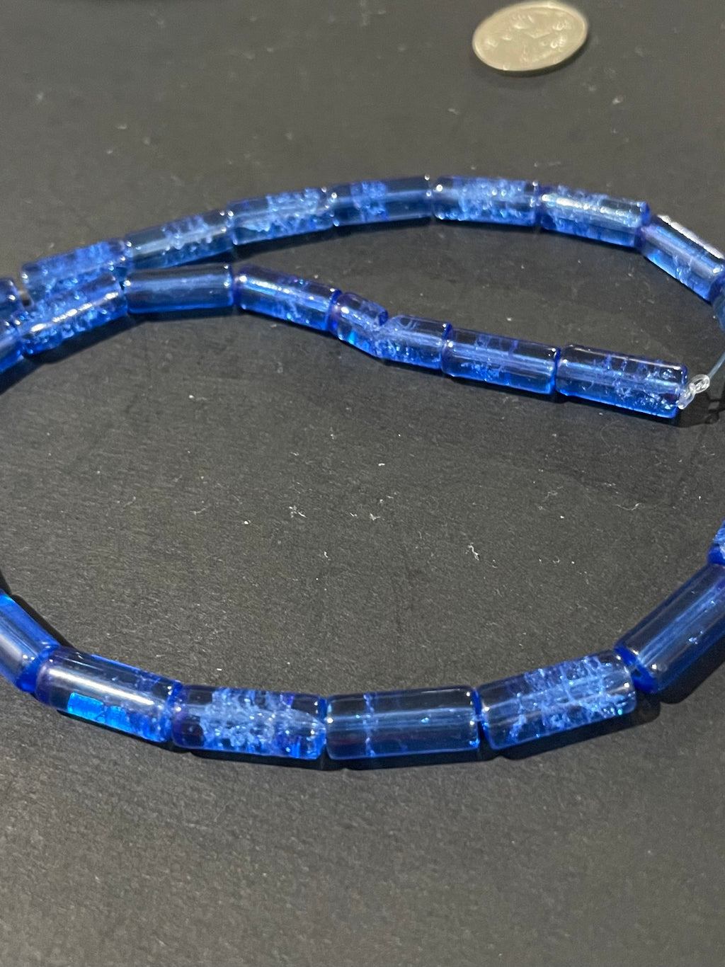 Glass Crackle Beads -Deep Blue