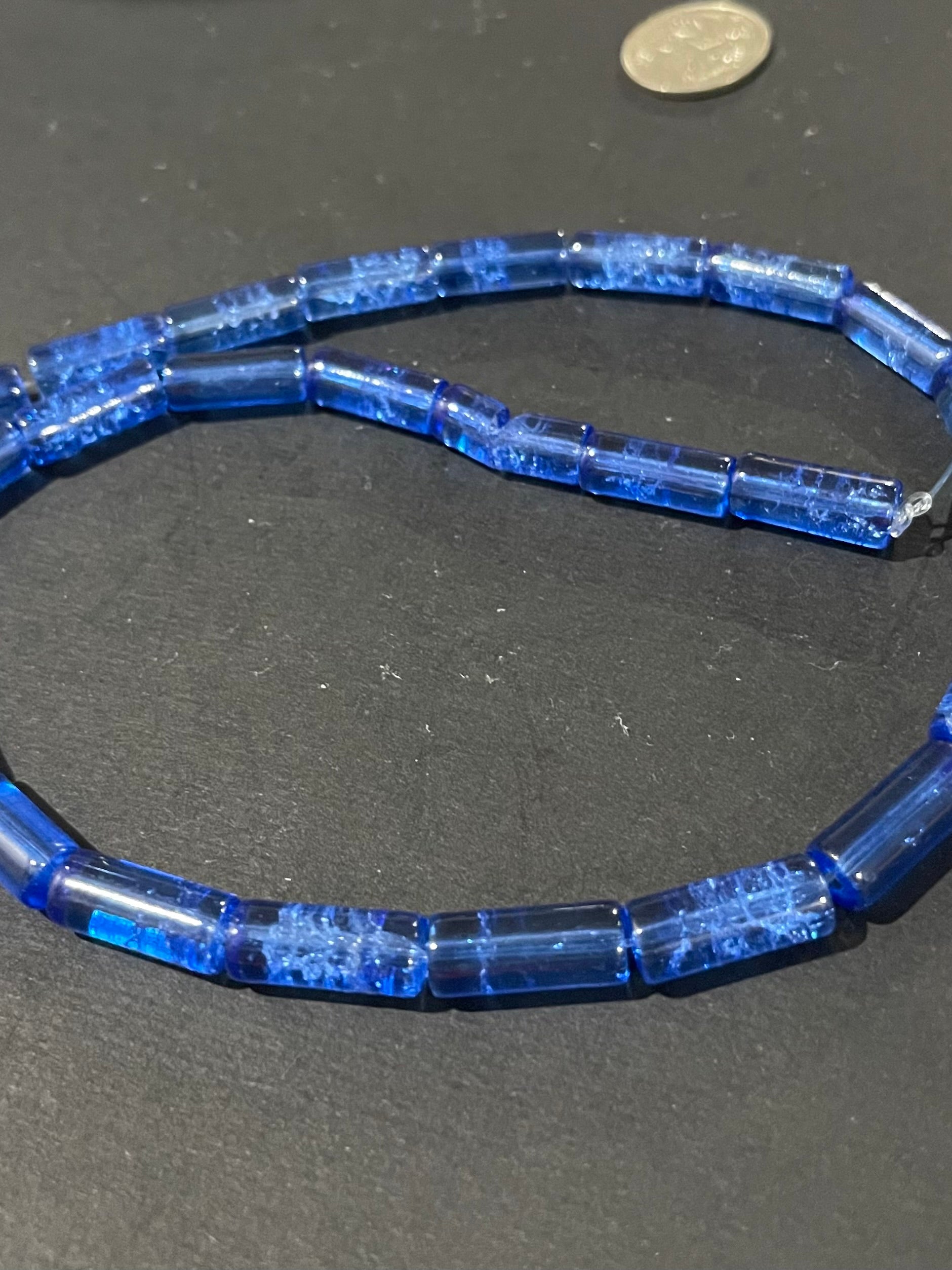 Glass Crackle Beads -Deep Blue