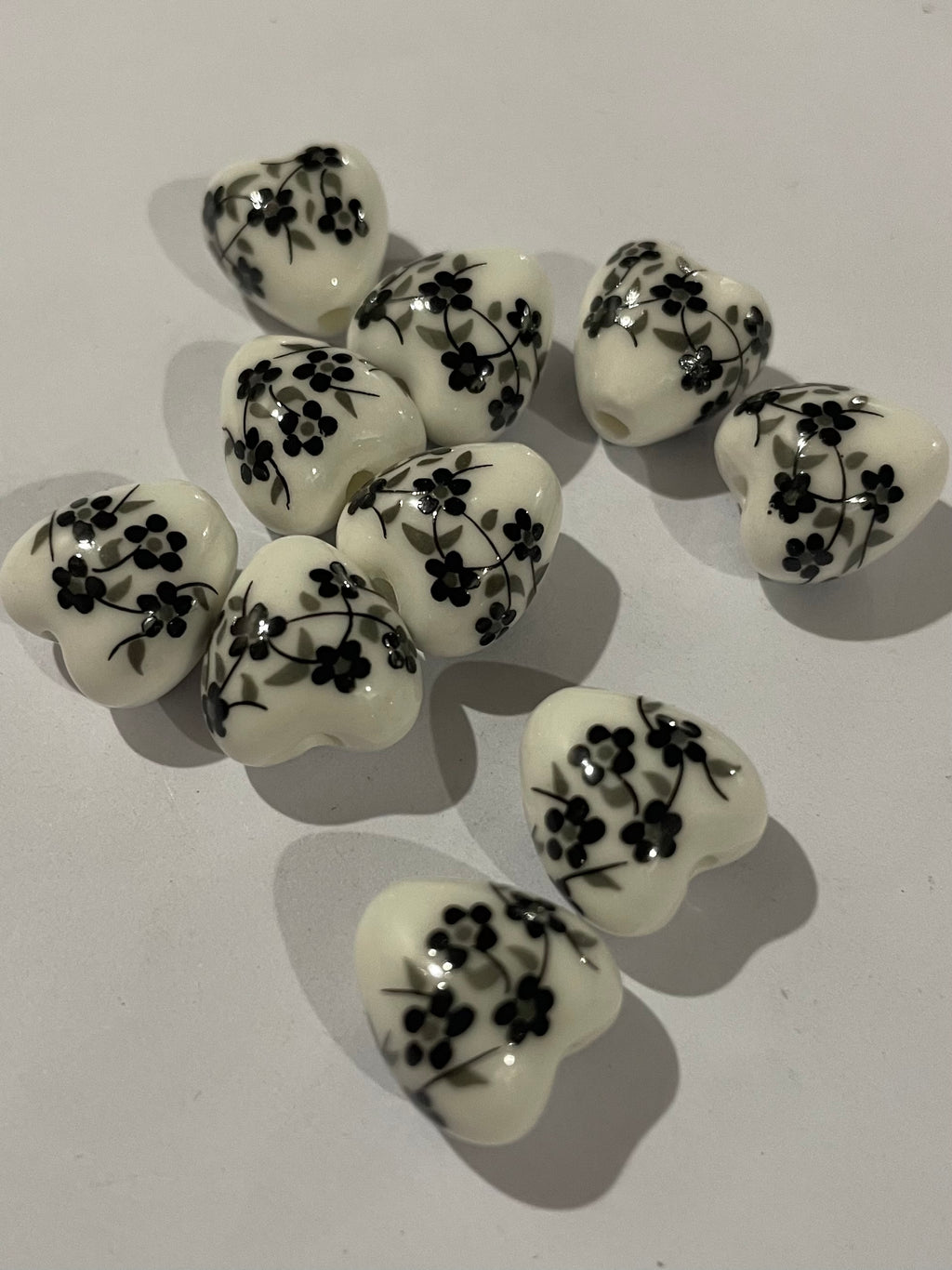Floral Heart Beads - Midnight Blossoms