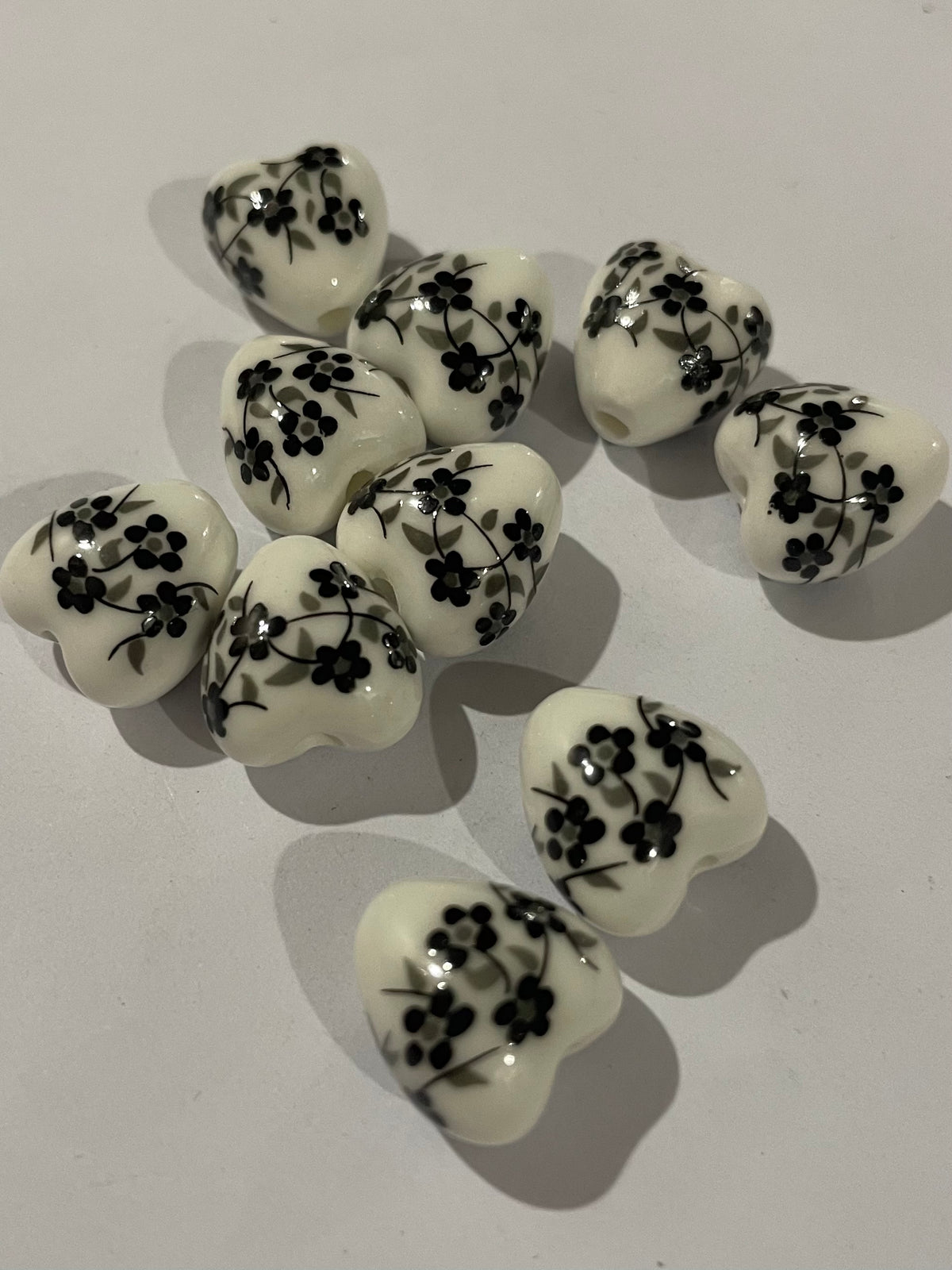 Floral Heart Beads - Midnight Blossoms