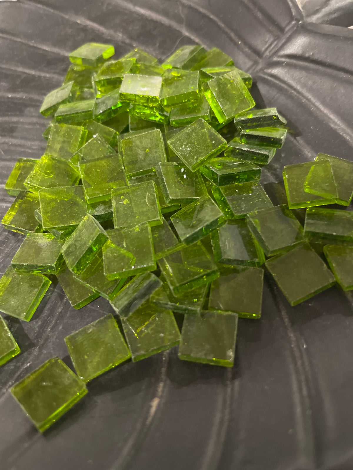 10mm Stained Glass Squares - Palm Frond