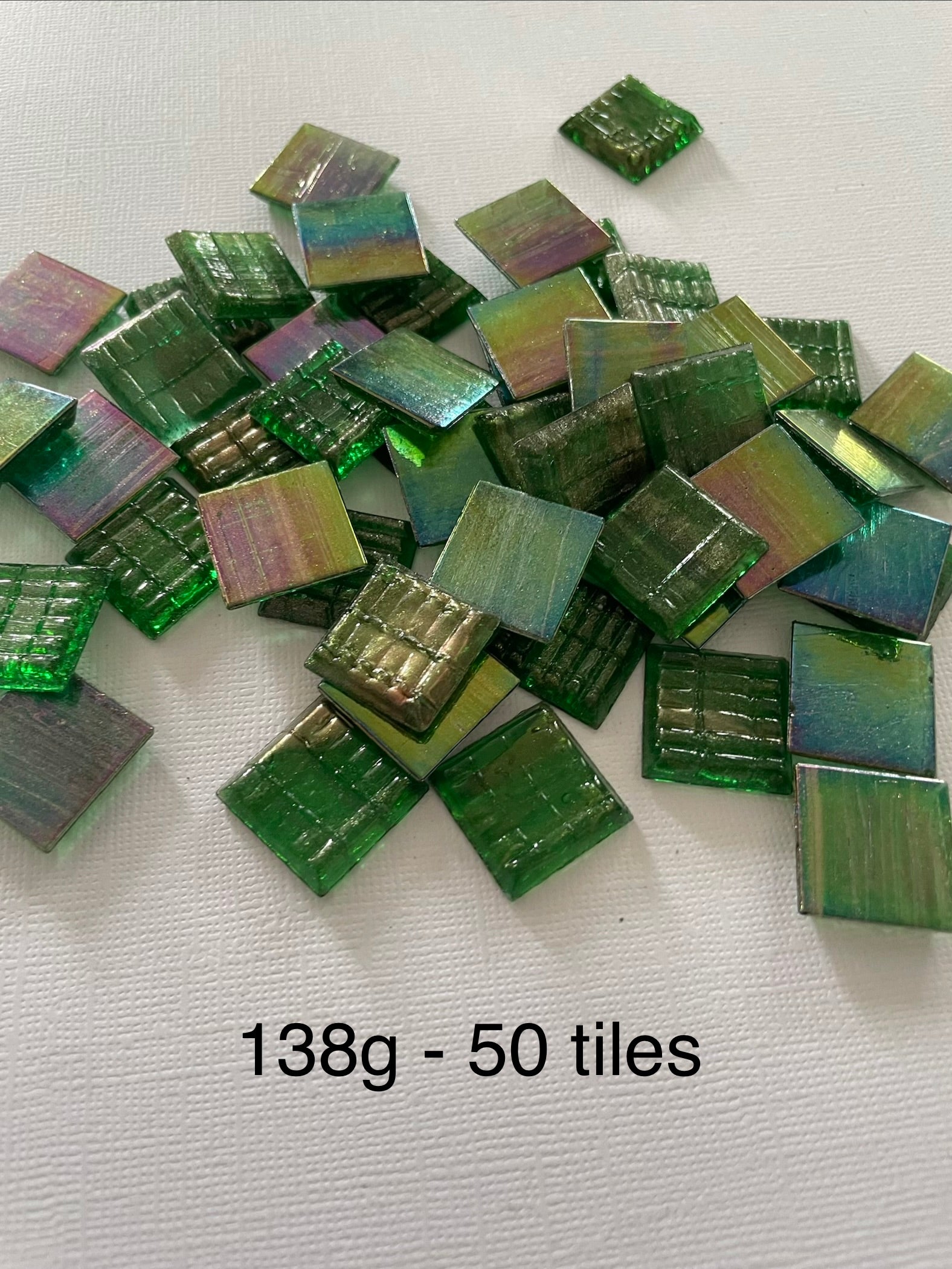 20mm Glass Iridised Tile - Forest Green