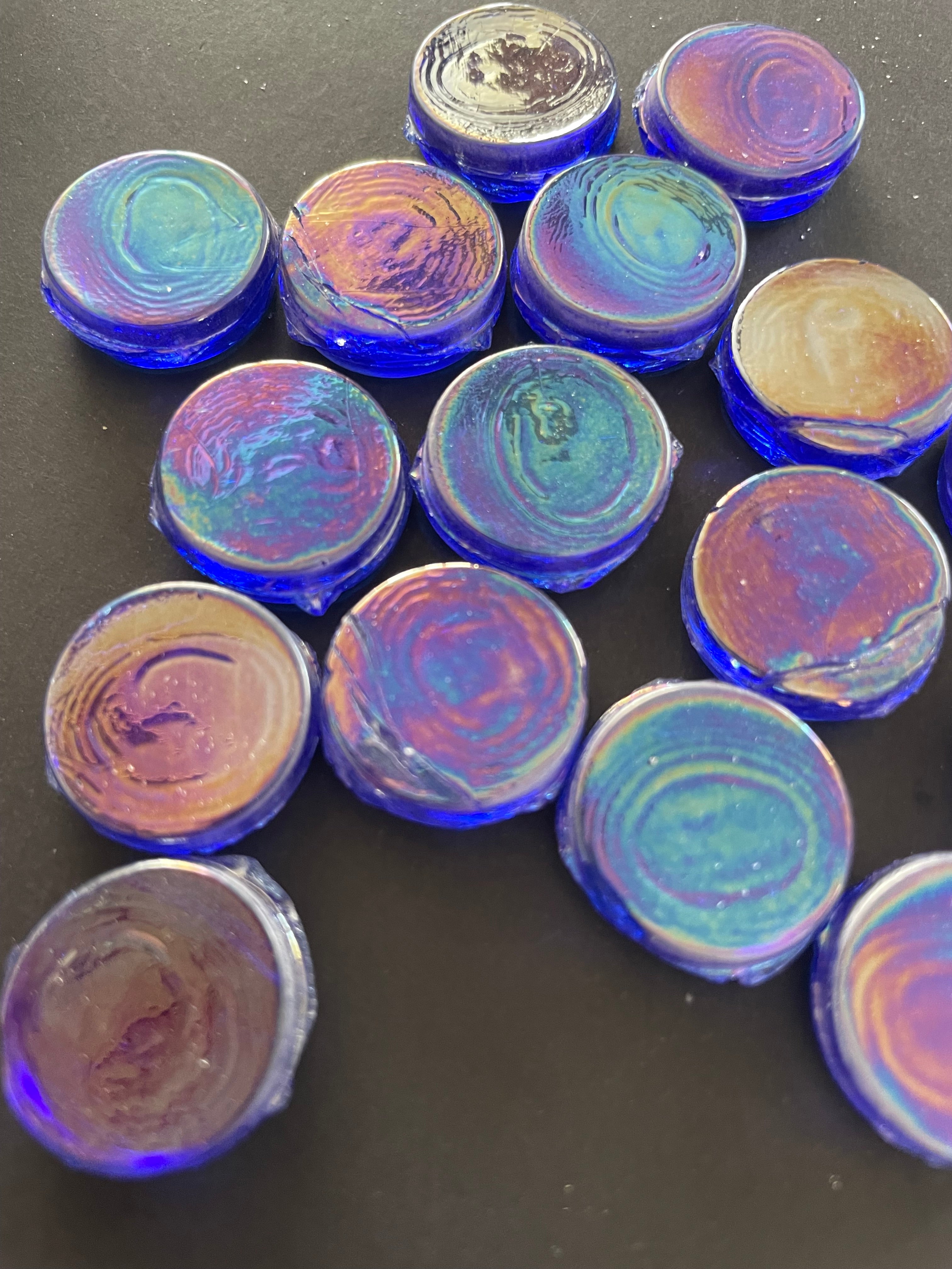 Iridised Glass Rounds - Blue