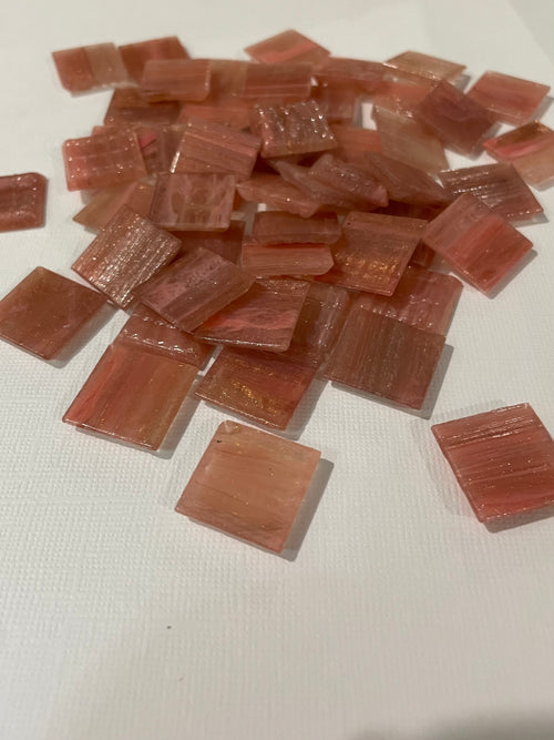 20mm Glass Gold Streak Tile - Dusky Rose
