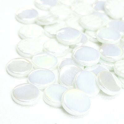 Glass Penny Rounds - Opal White (Pearlised)