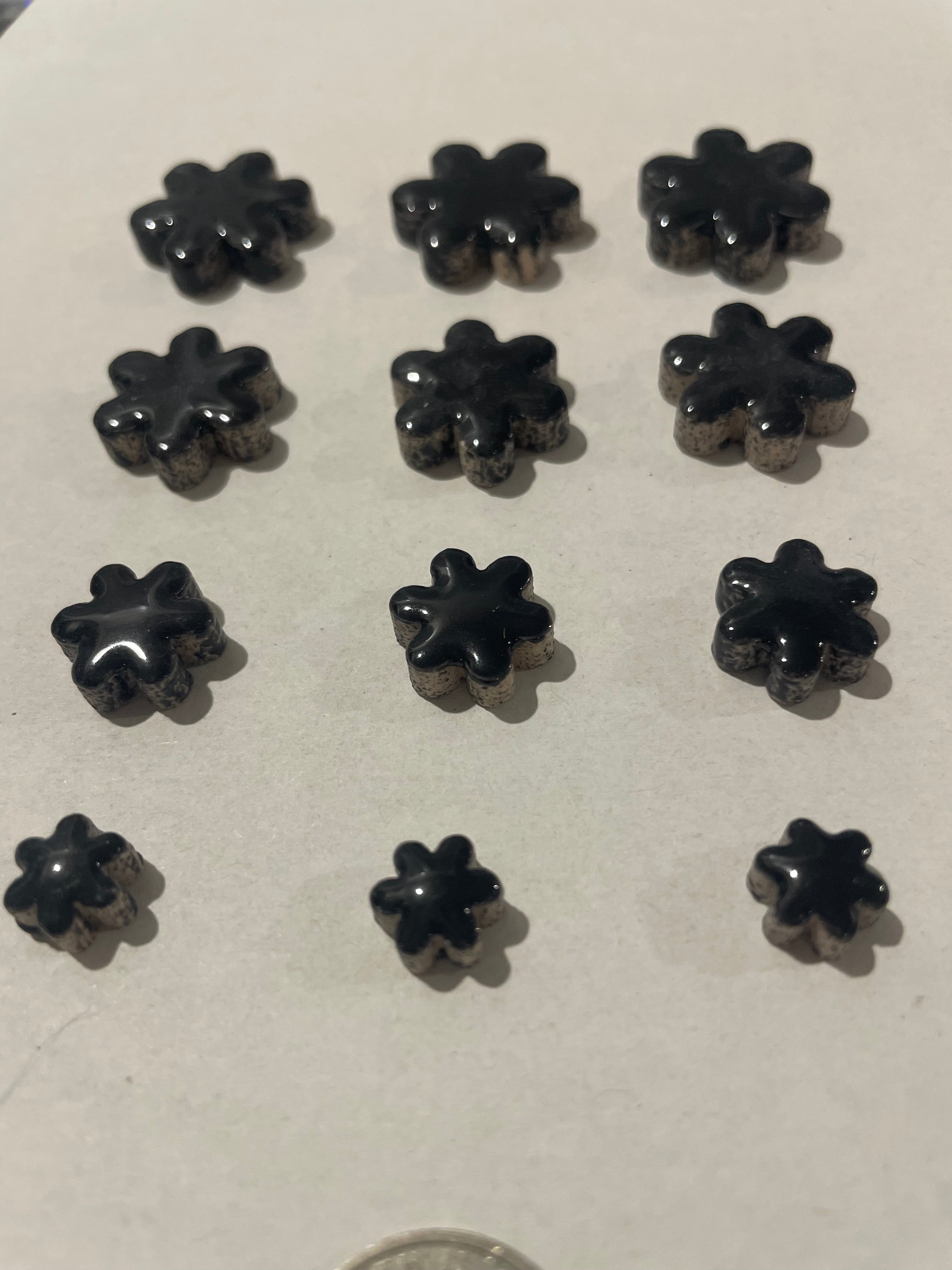 Black ceramic flowers