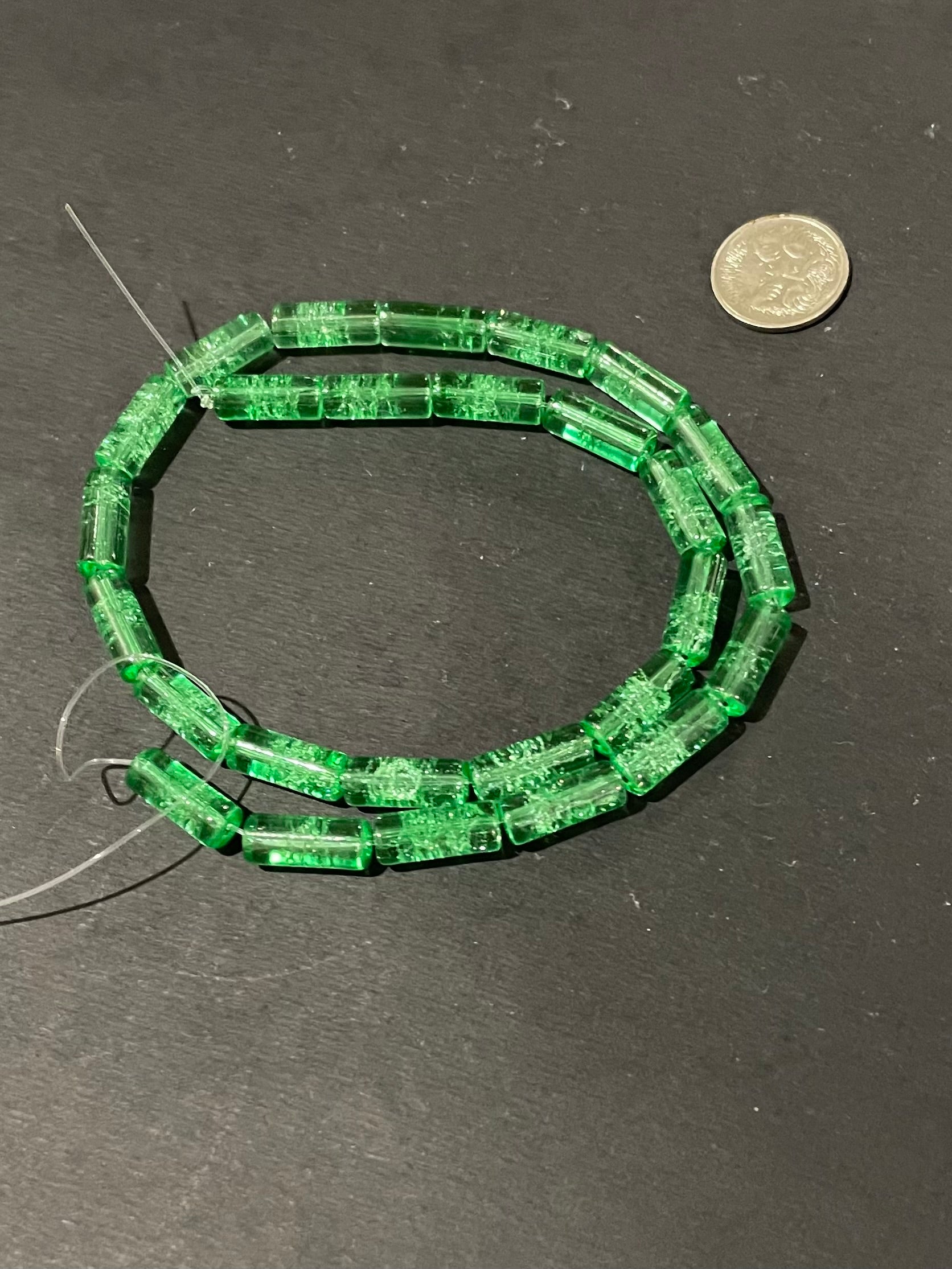 Glass Crackle Beads - Green
