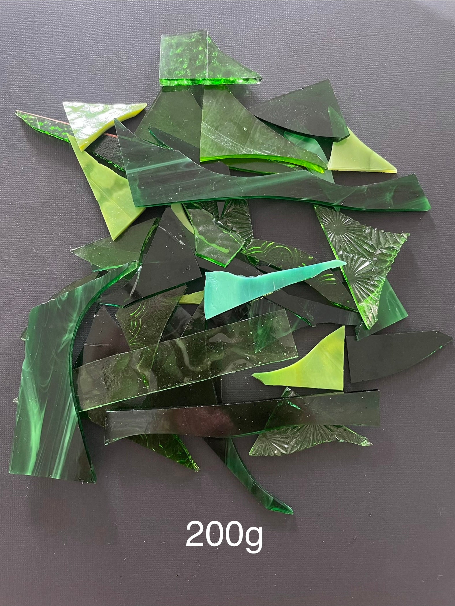 Stained Glass Pieces - Greens