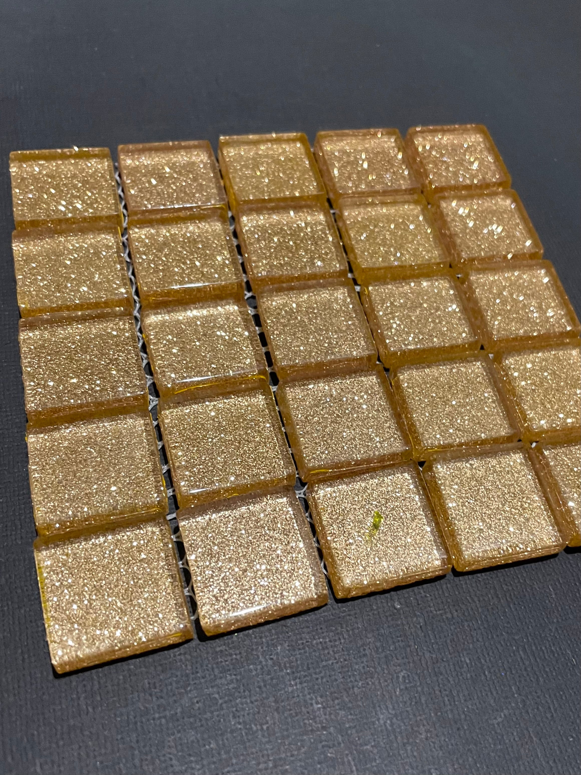 Glitter Glass Tiles - Rose Gold