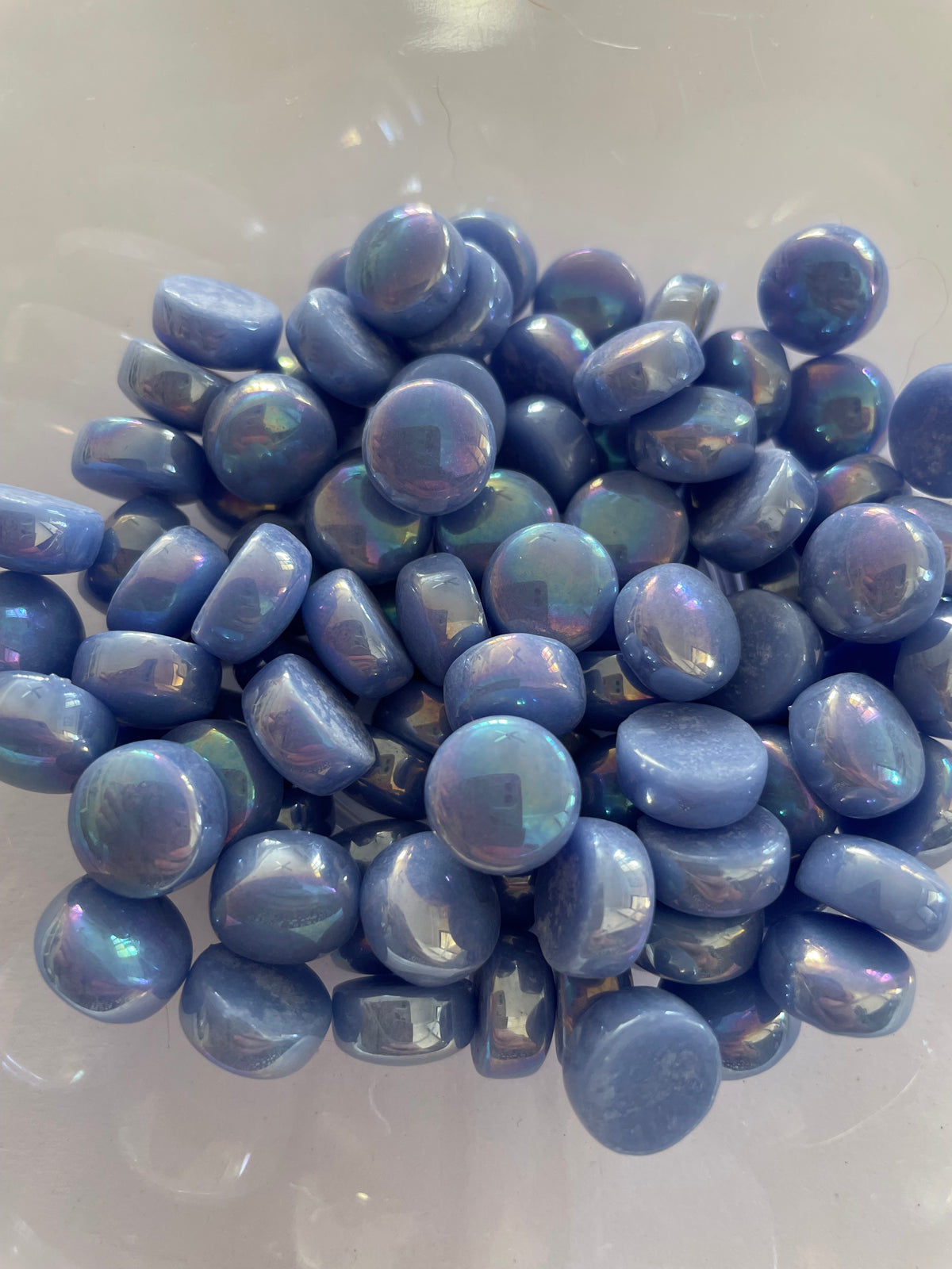 Iridised Domed Rounds - Peacock Blue