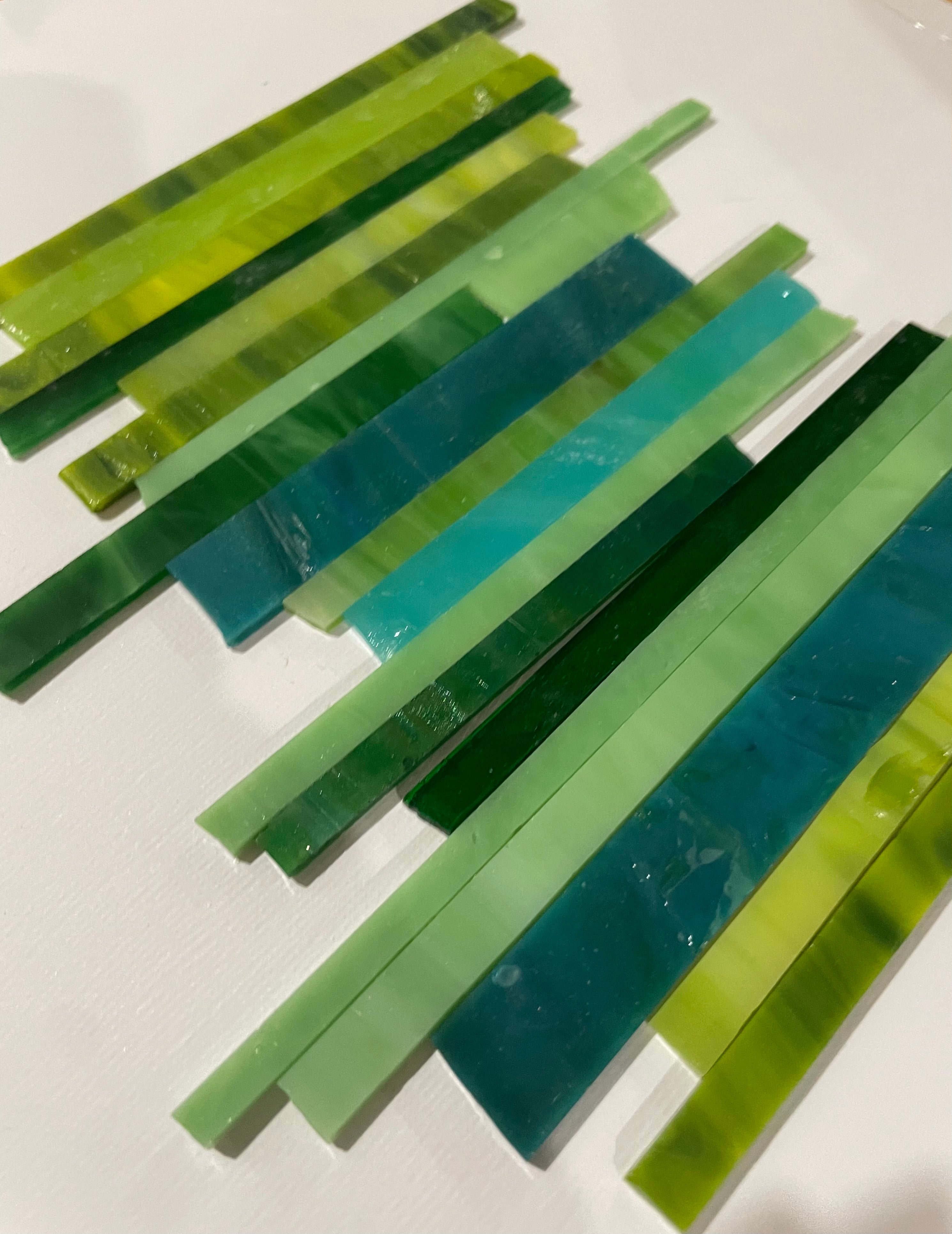 Stained Glass Strips - Green Mix Sml