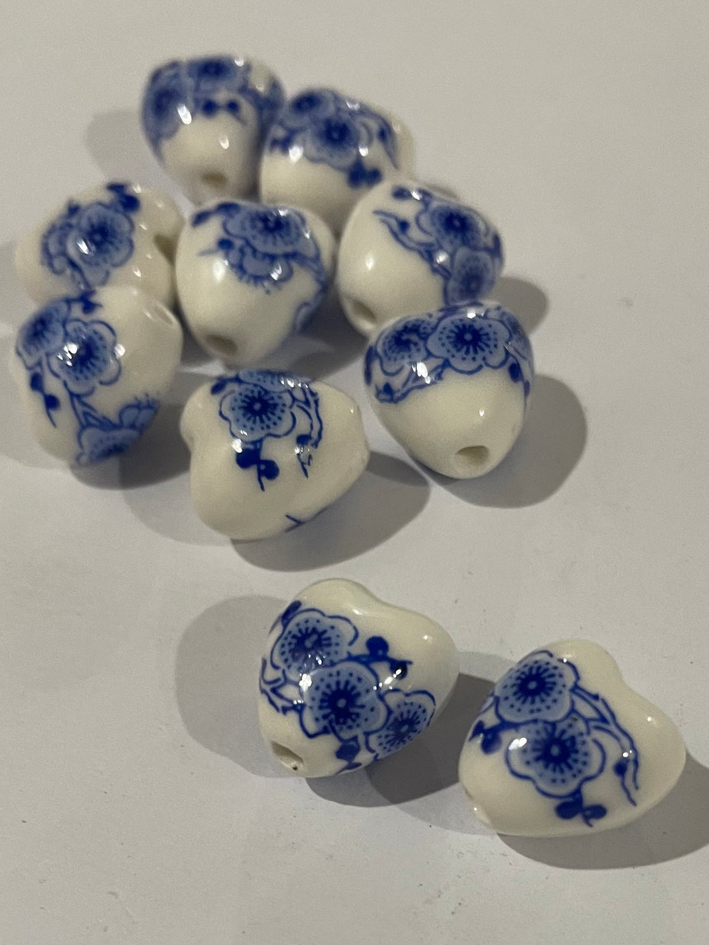 Floral Heart Beads - Blue