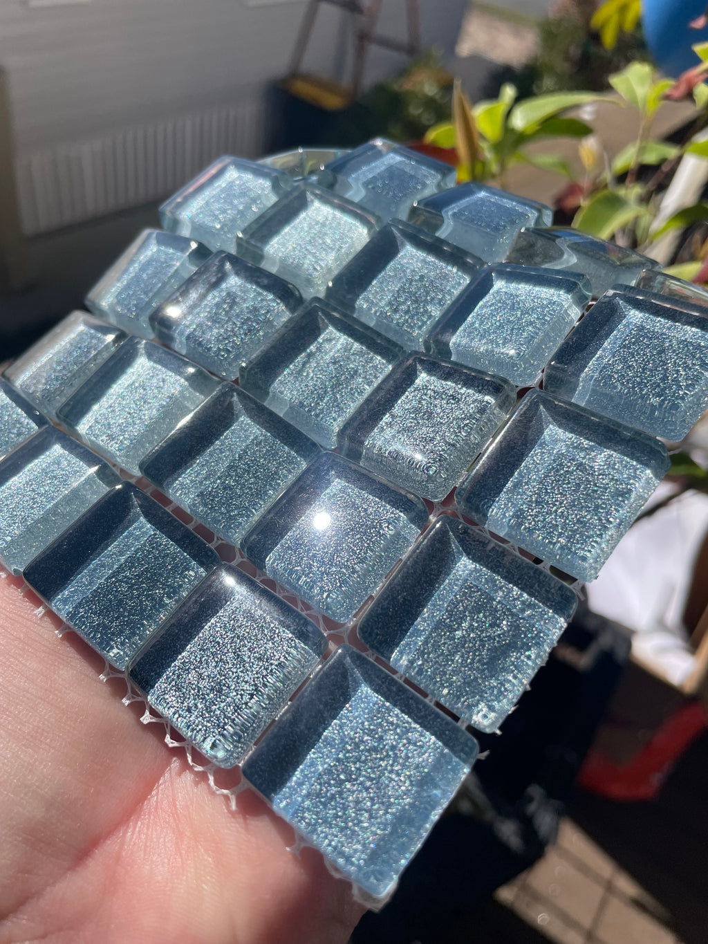 Glitter Glass Tiles - Denim Blue