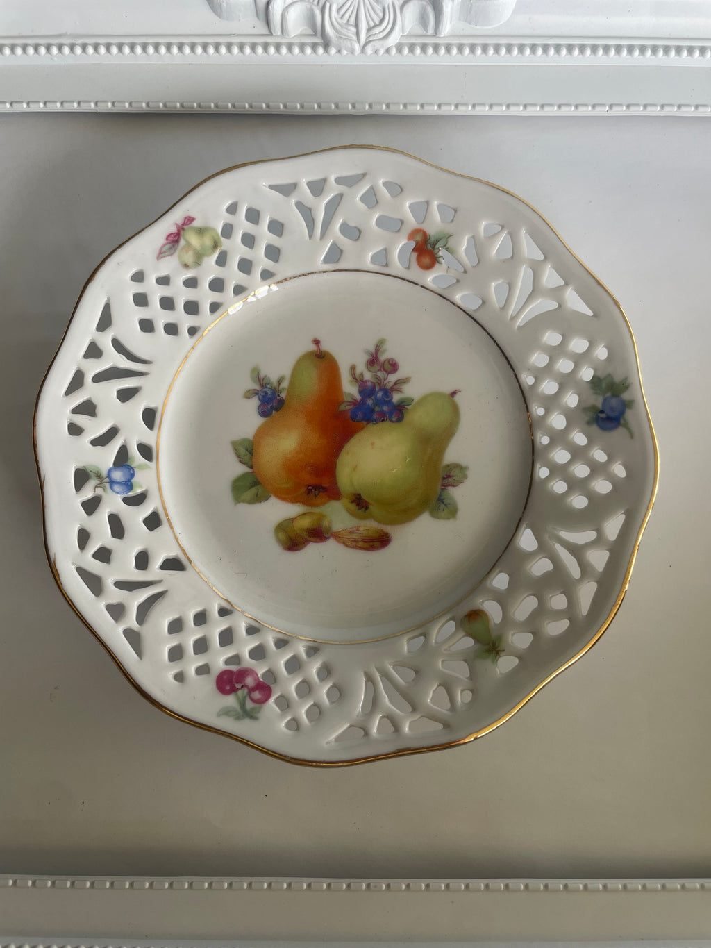 Whole Plate - Pierced Porcelain Pears