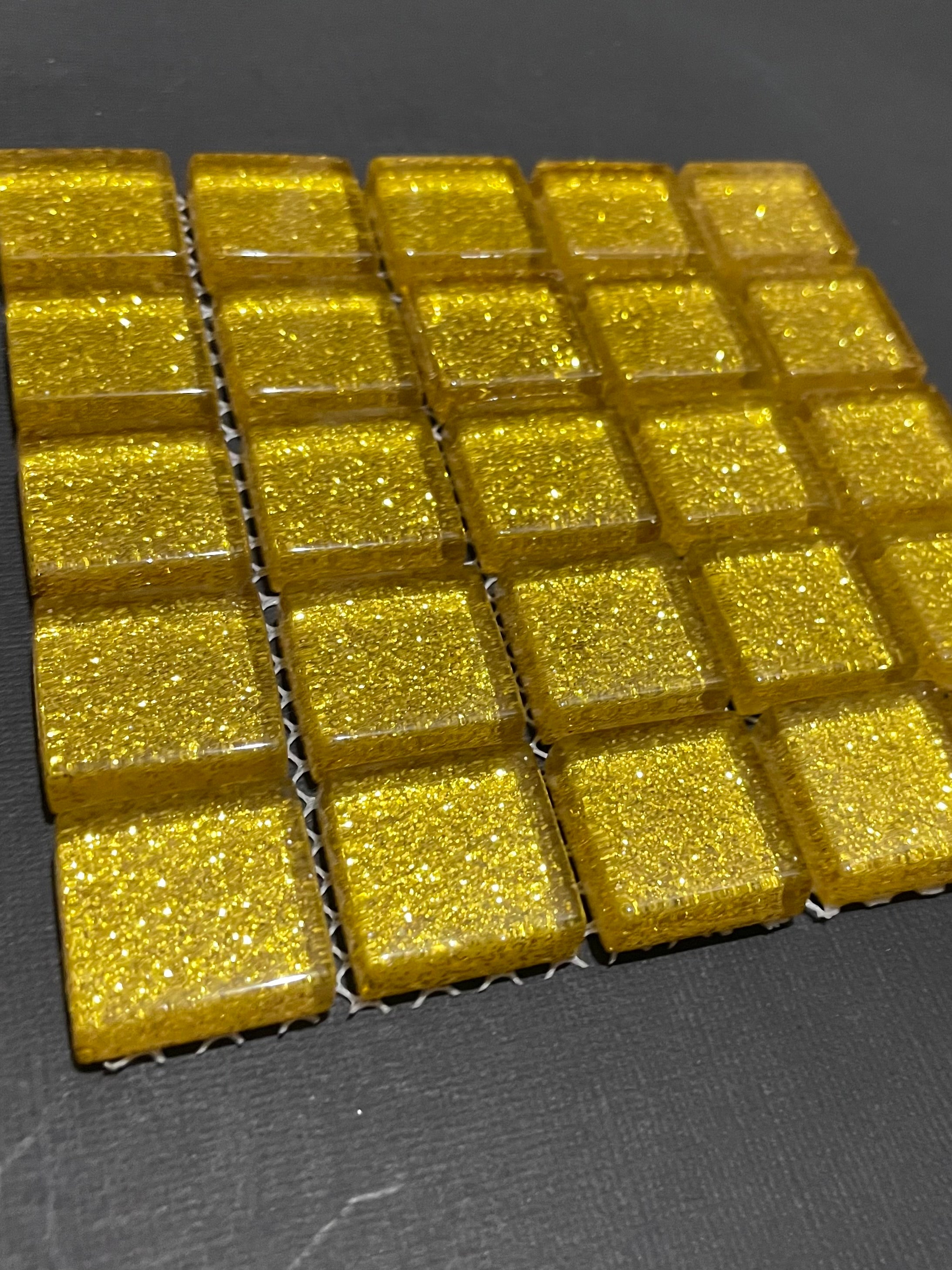 Glitter Glass Tiles - Yellow Gold