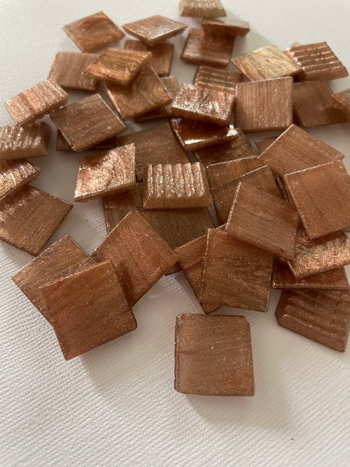 20mm Glass Gold Shimmer Tile - Copper