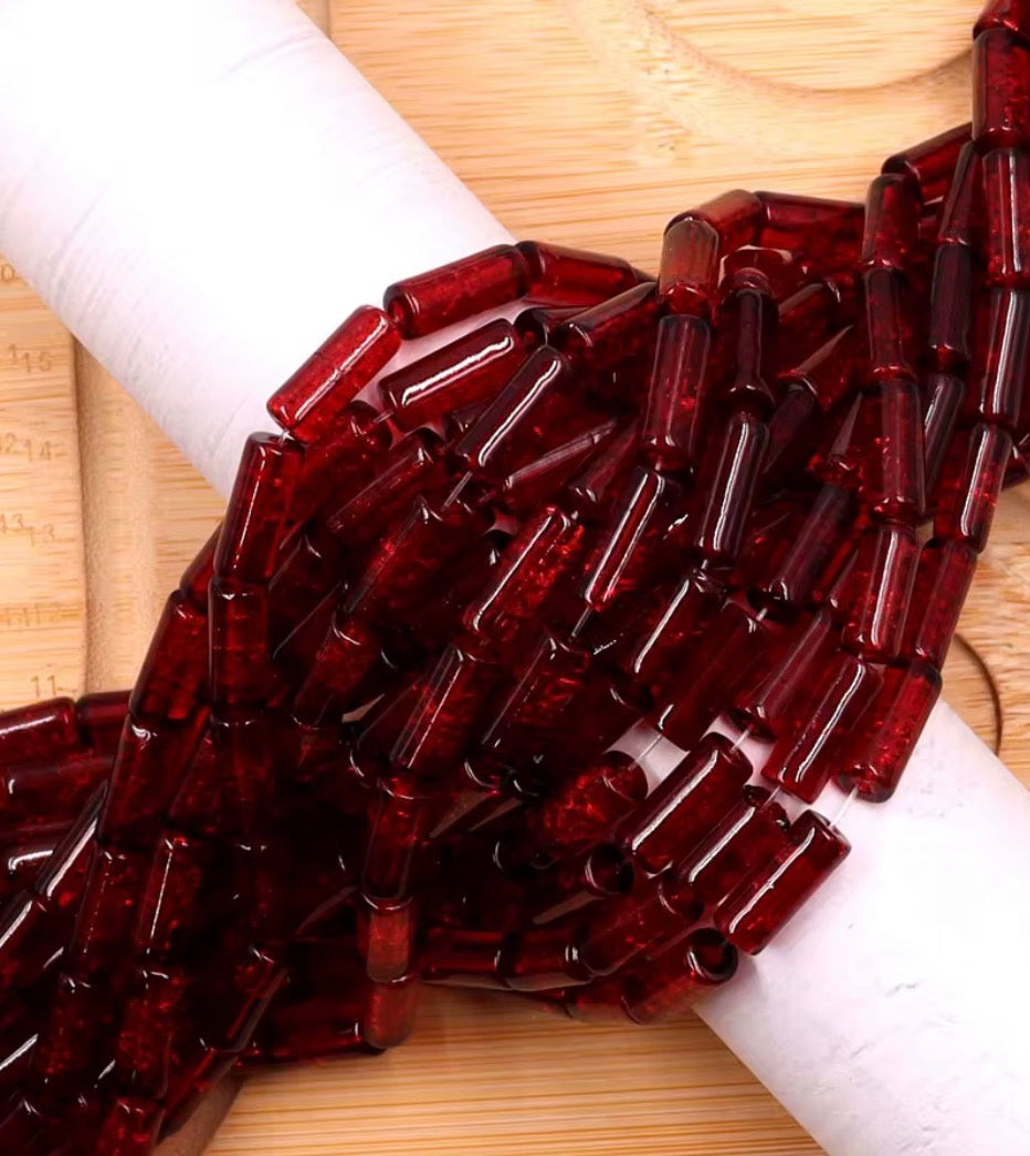 Glass Crackle Beads - Deep Red