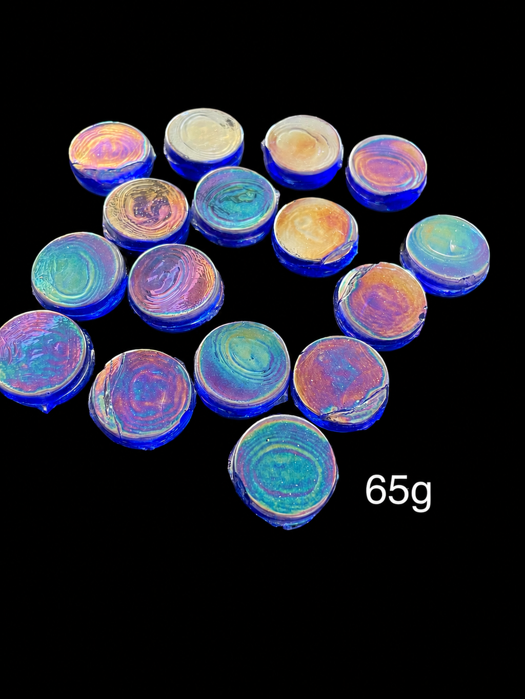 Iridised Glass Rounds - Blue