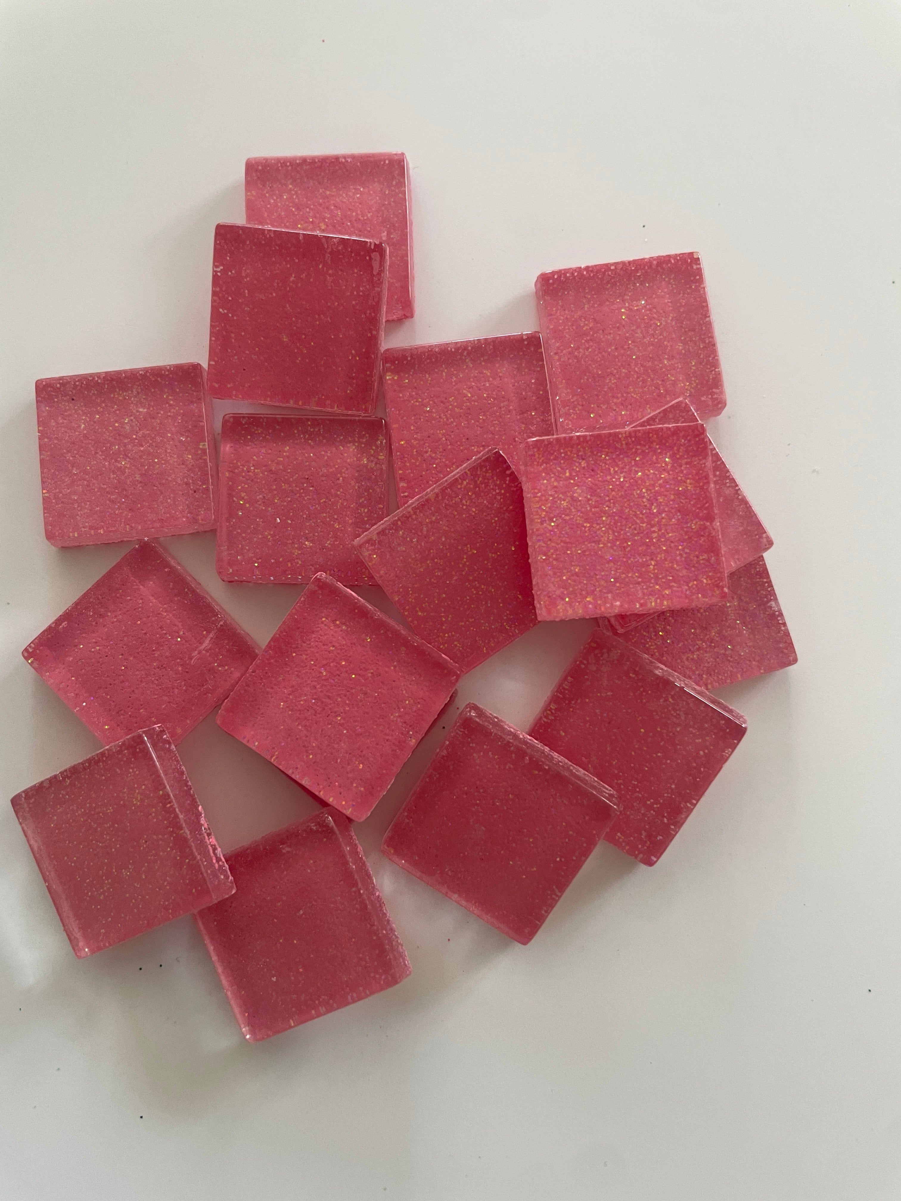 Glitter Glass Tiles - Pink