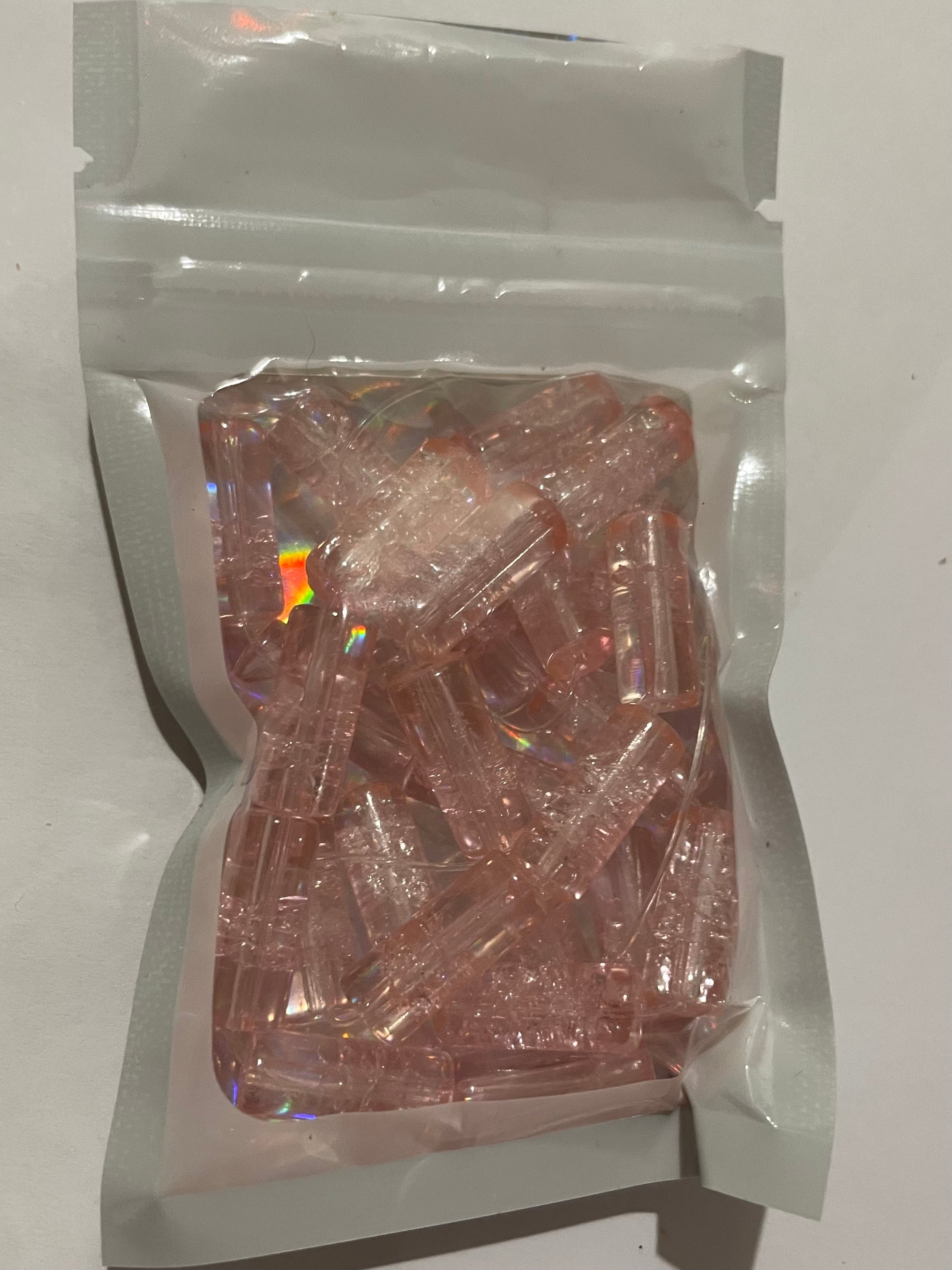 Glass Crackle Beads - Baby Pink