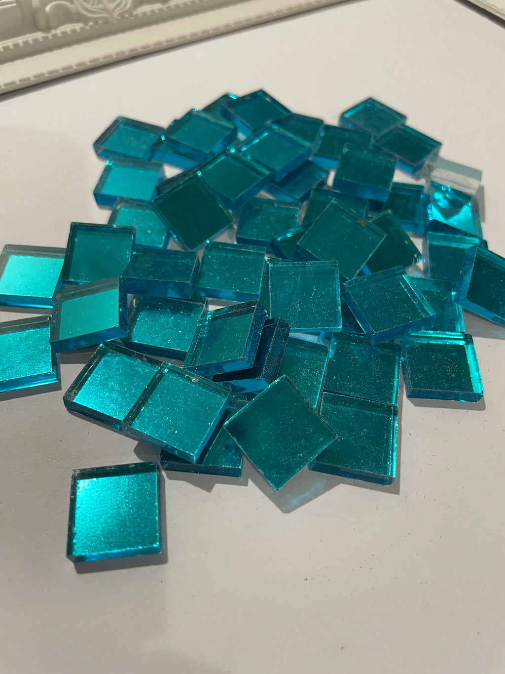 Turquoise Mirror Squares 15mm