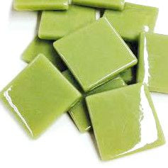 25mm Opaque Glass Squares - Light Olive