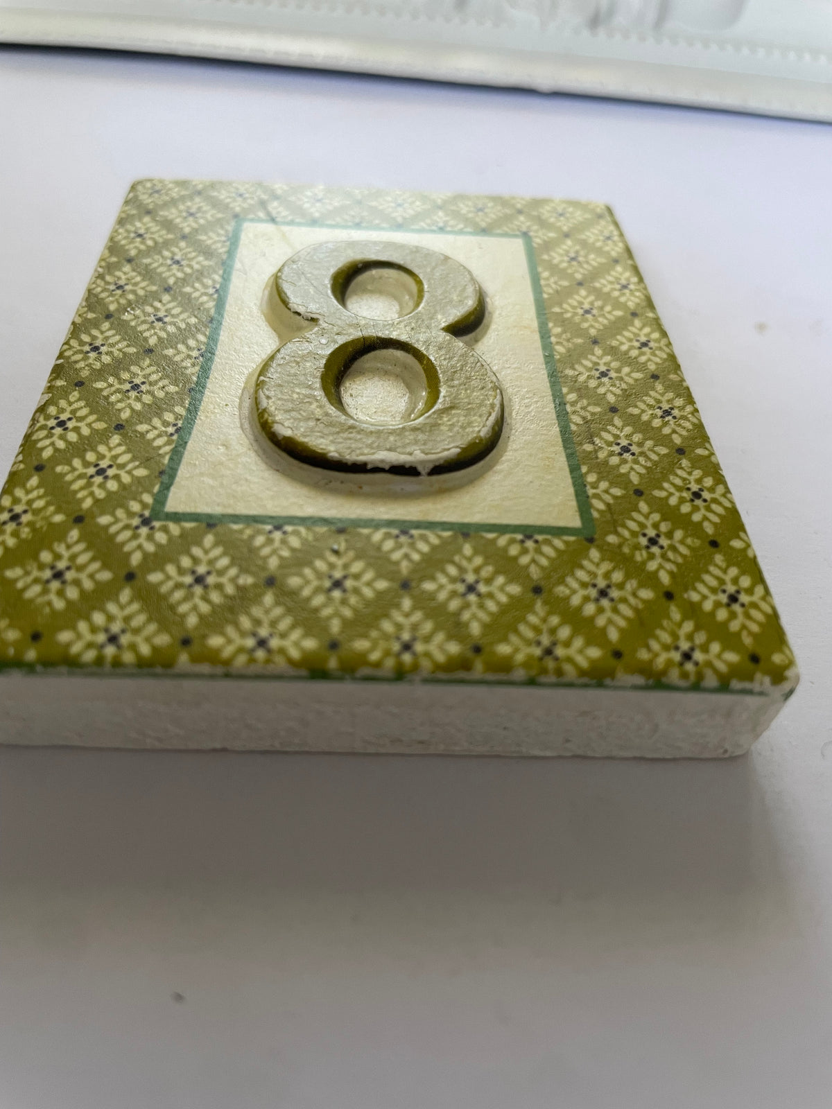 Hand Carved Number Tile - 8
