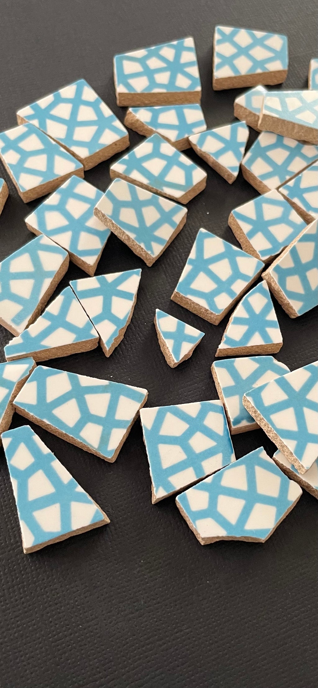 Blue Stripe Ceramic Tile Pieces