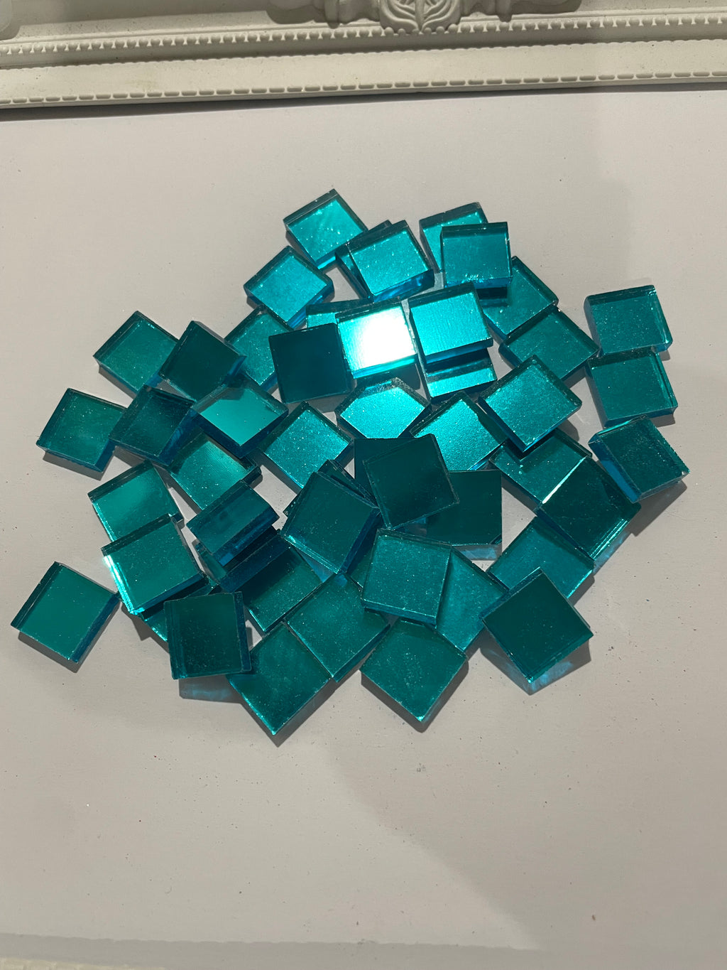 Turquoise Mirror Squares 15mm