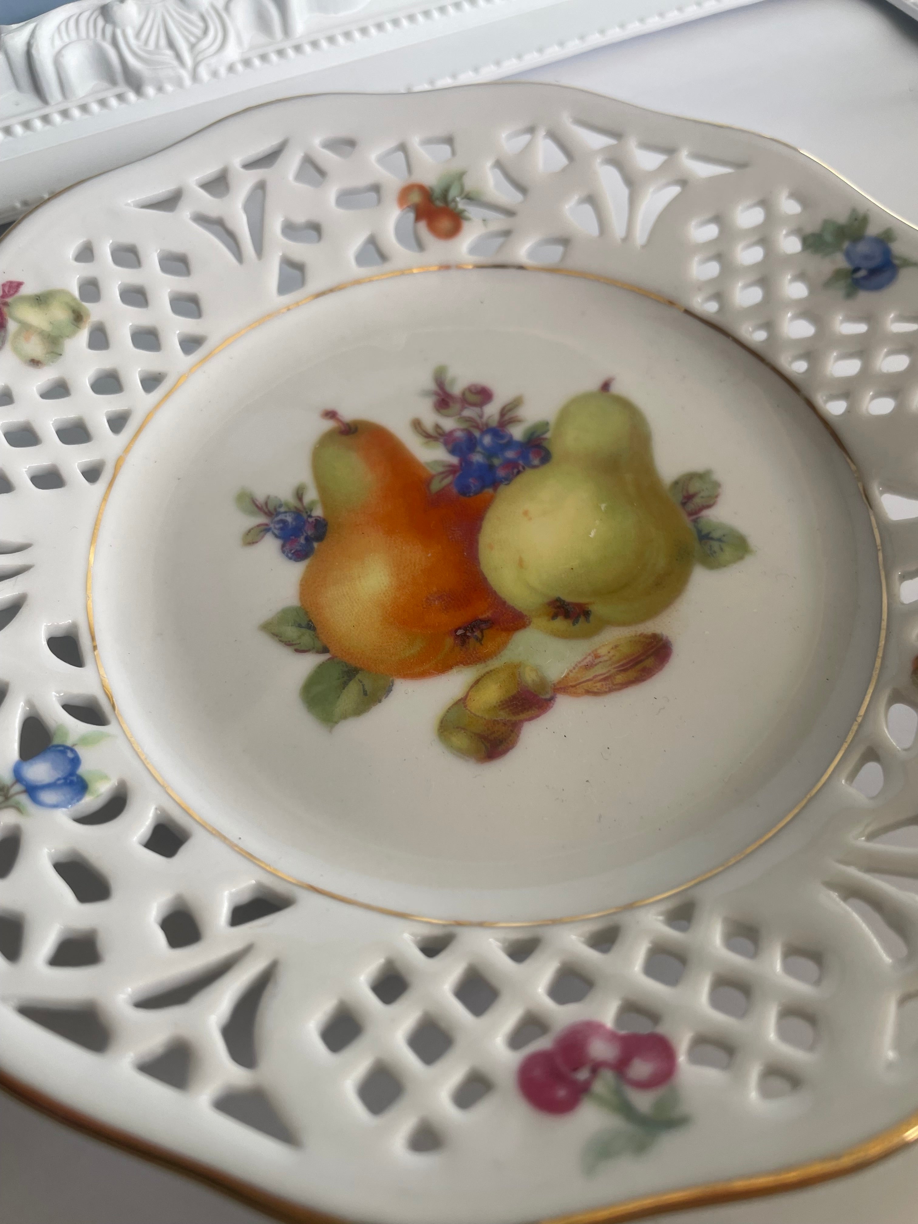 Whole Plate - Pierced Porcelain Pears